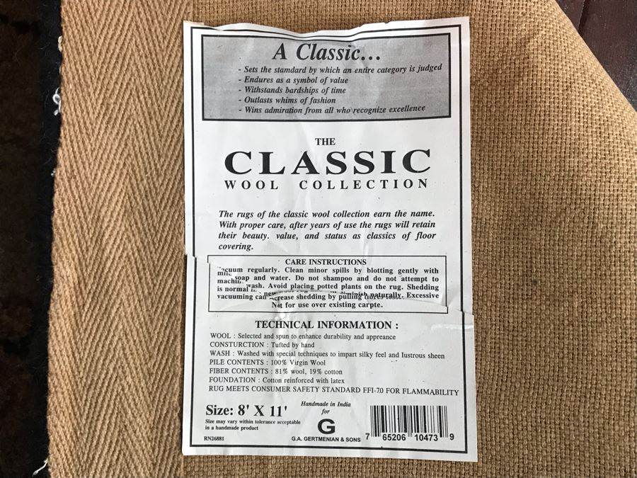 Handmade 100% Virgin Wool Area Rug Made In India 8' X 11' [Photo 9]