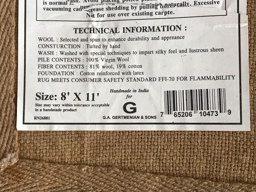 Handmade 100% Virgin Wool Area Rug Made In India 8' X 11' [Photo 12]