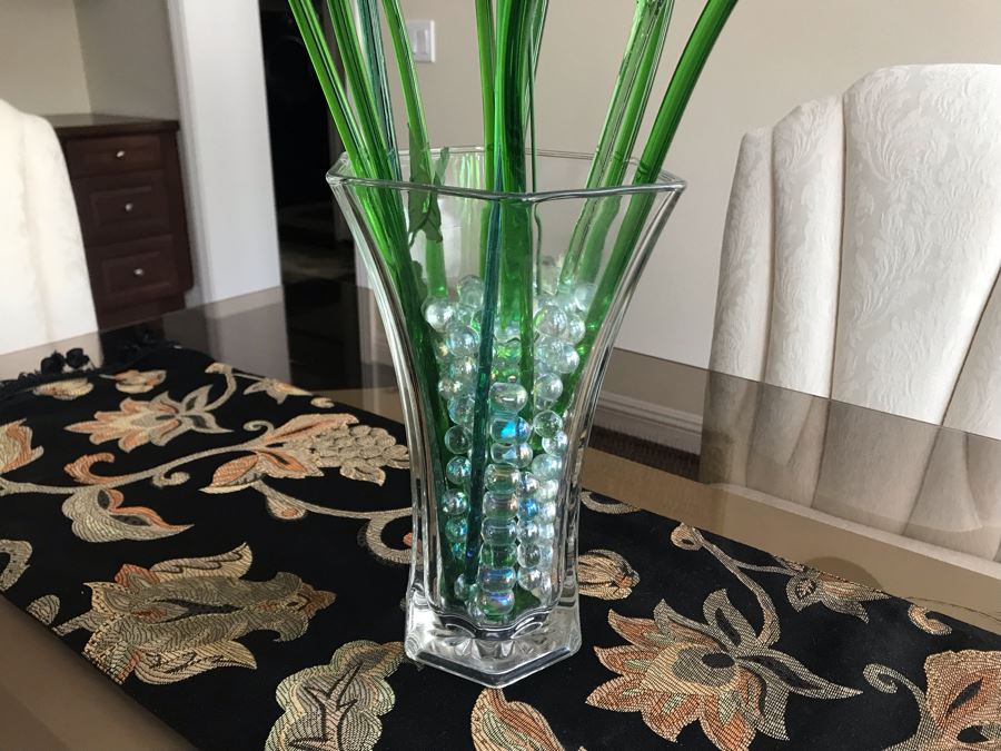 Decorative Glass Flowers With Glass Vase 22H [Photo 10]