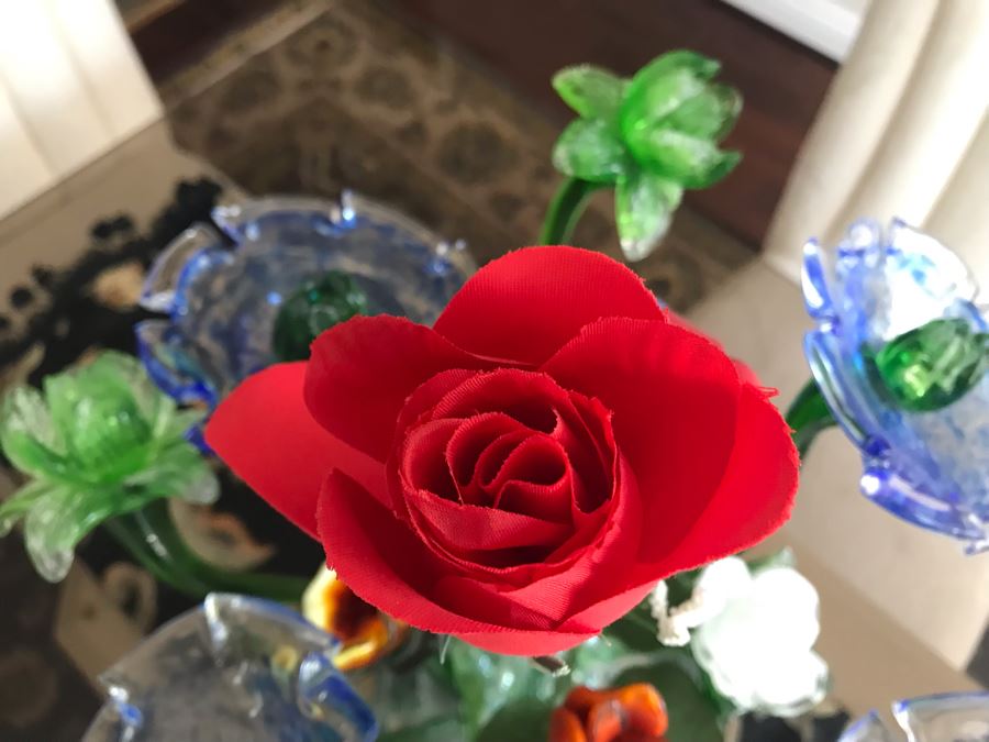 Decorative Glass Flowers With Glass Vase 22H [Photo 9]