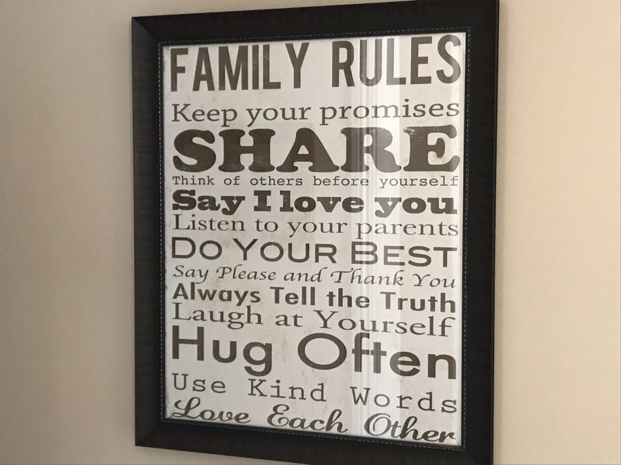 Framed Wall Decor Sign: Family Rules 28W X 34H [Photo 2]