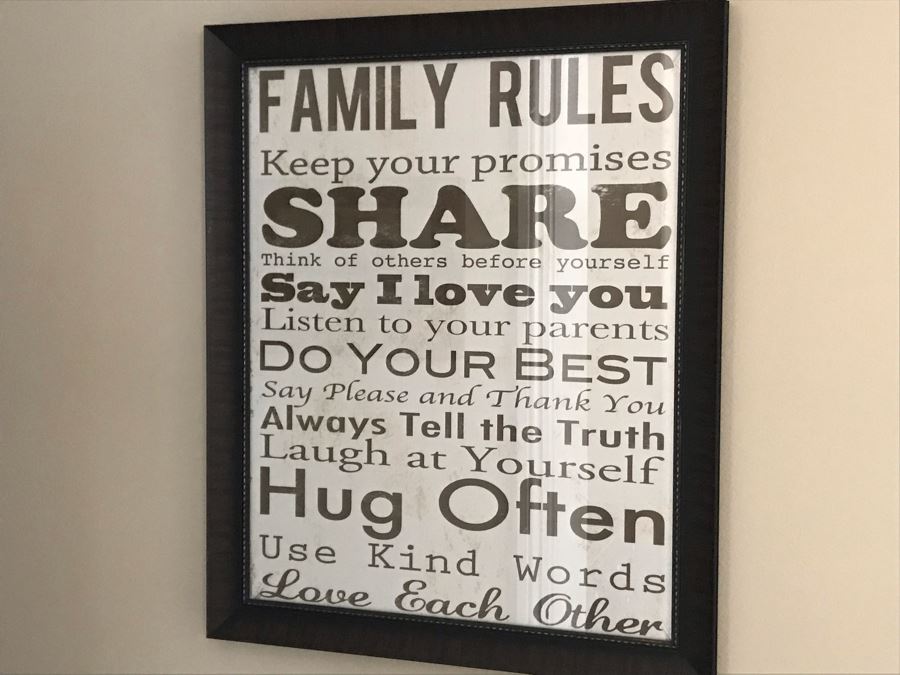 Framed Wall Decor Sign: Family Rules 28W X 34H [Photo 1]