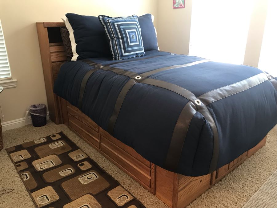 Full Size Bed With 8-Drawers Underneath Bed - Includes Mattress 87L X 58W X 50H [Photo 1]