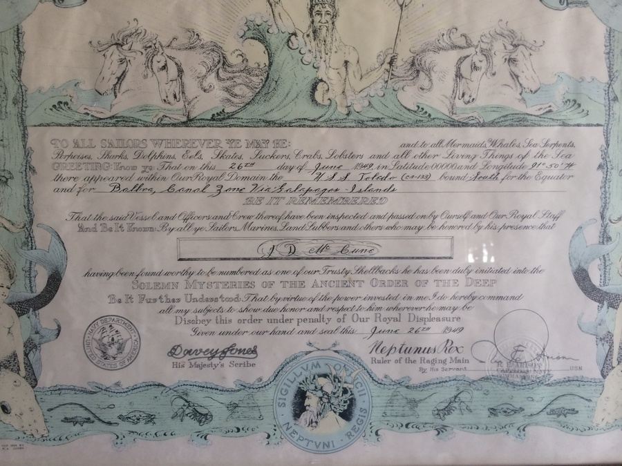 1949 U.S. Naval Certificate - U.S.S. Toldedo [Photo 7]