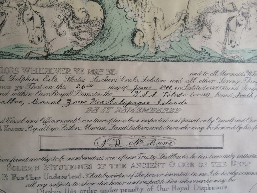 1949 U.S. Naval Certificate - U.S.S. Toldedo [Photo 8]