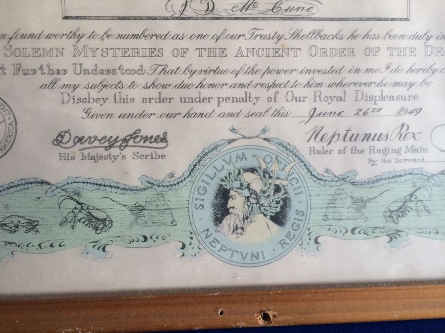 1949 U.S. Naval Certificate - U.S.S. Toldedo [Photo 9]