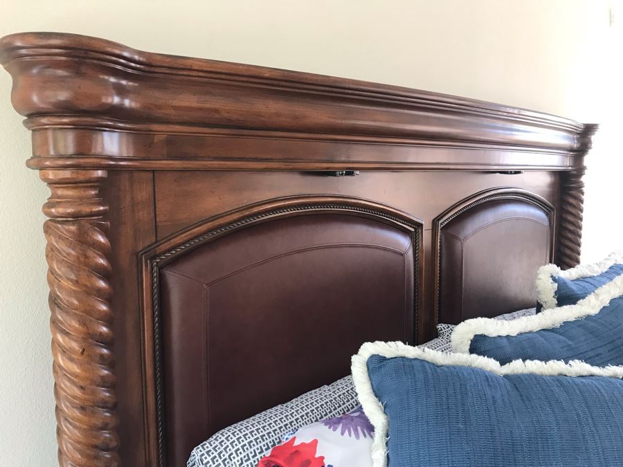 Kathy Ireland Home Bedroom Furniture Set Includes: California King Size Bed With Lady Americana Bamboo Mattress And Boxspring And Bedding, Highboy Dresser, Long Dresser And Pair Of Nightstands - See Details For Measurements [Photo 25]