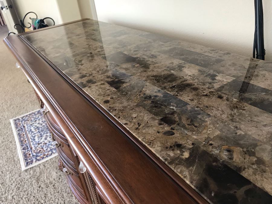 Kathy Ireland Home Bedroom Furniture Set Includes: California King Size Bed With Lady Americana Bamboo Mattress And Boxspring And Bedding, Highboy Dresser, Long Dresser And Pair Of Nightstands - See Details For Measurements [Photo 9]