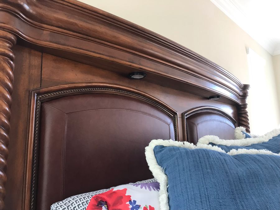 Kathy Ireland Home Bedroom Furniture Set Includes: California King Size Bed With Lady Americana Bamboo Mattress And Boxspring And Bedding, Highboy Dresser, Long Dresser And Pair Of Nightstands - See Details For Measurements [Photo 27]