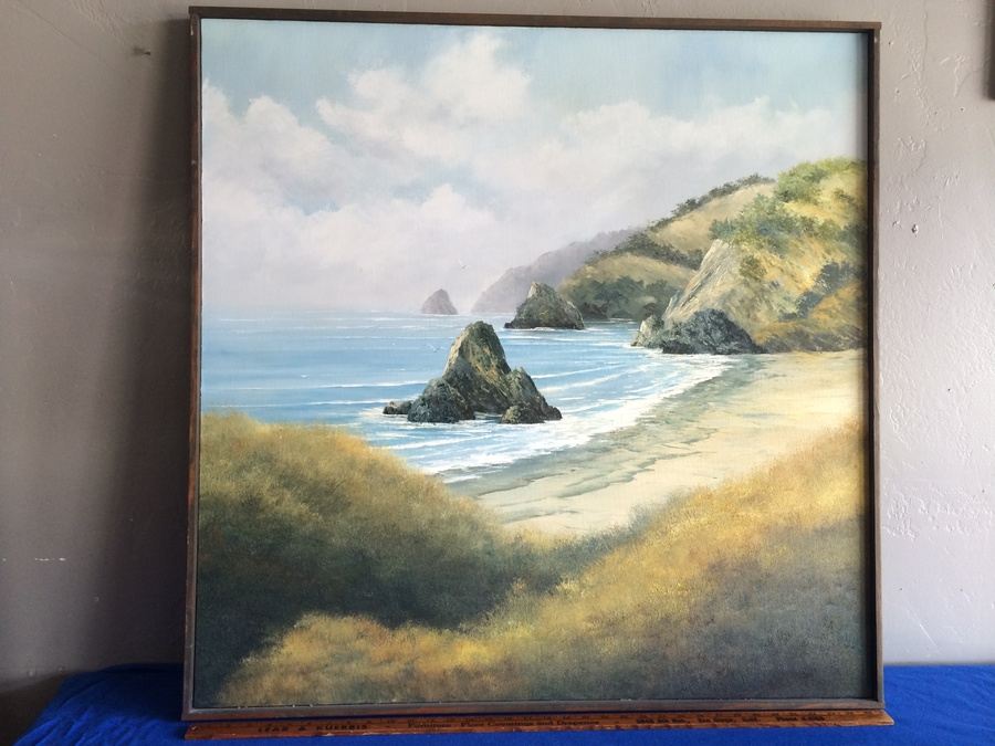 Original Large Ocean Beach Oil Painting - California Landscape