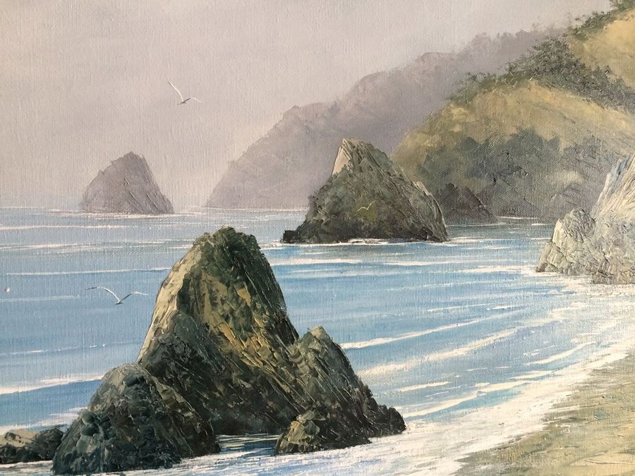 Original Large Ocean Beach Oil Painting - California Landscape [Photo 3]