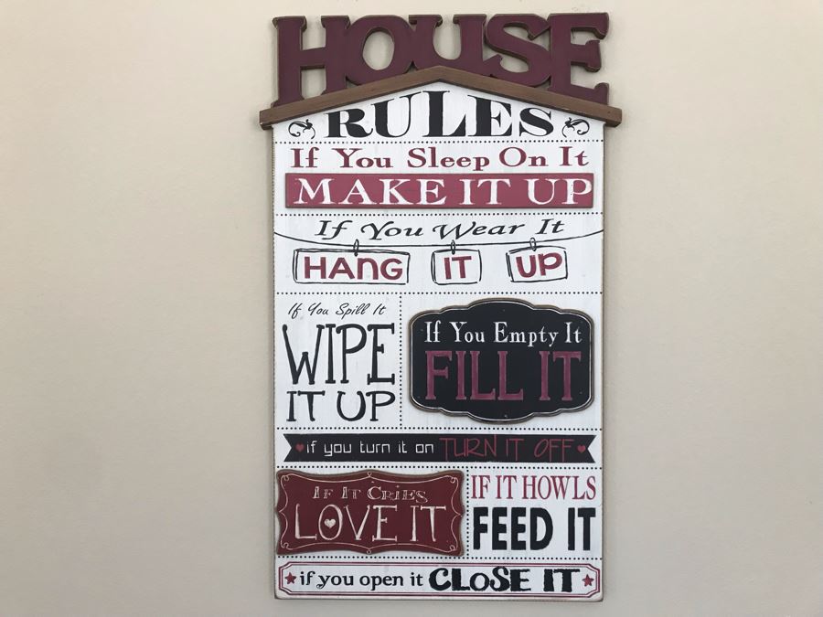 Wall Decor Sign: House Rules 13.5W X 24H