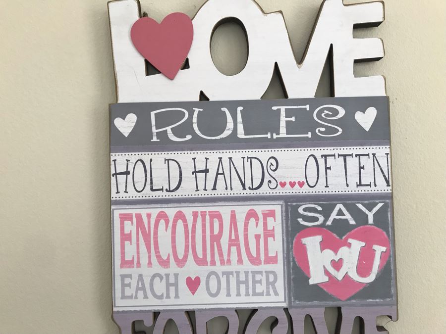 Wall Decor Sign: Love Rules 13.5W X 36H [Photo 3]