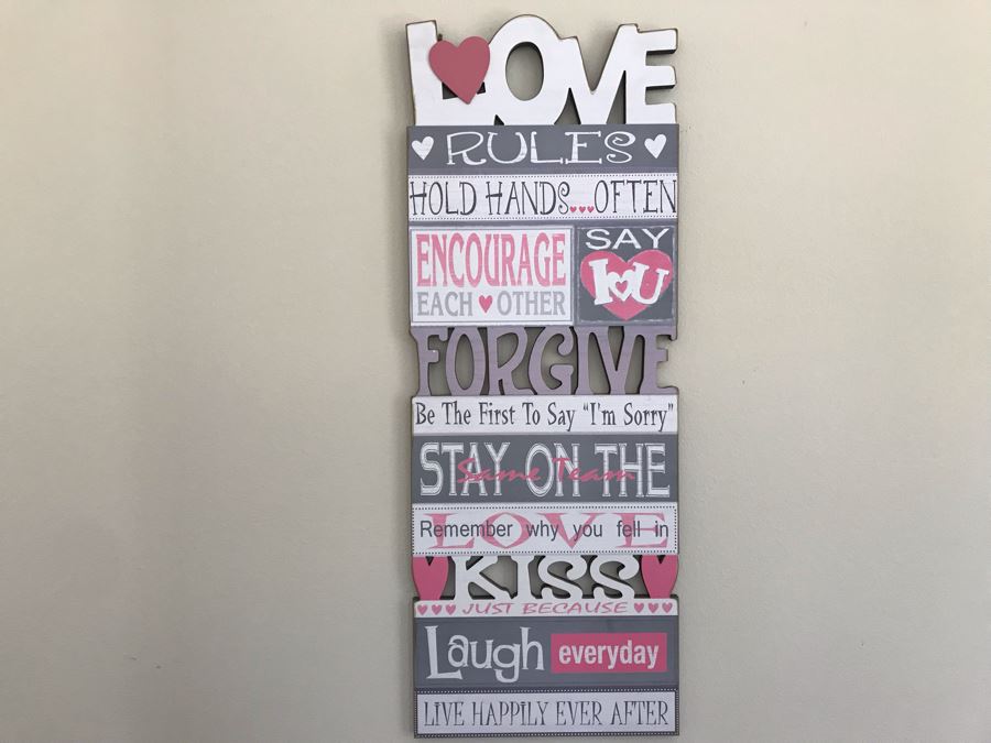 Wall Decor Sign: Love Rules 13.5W X 36H