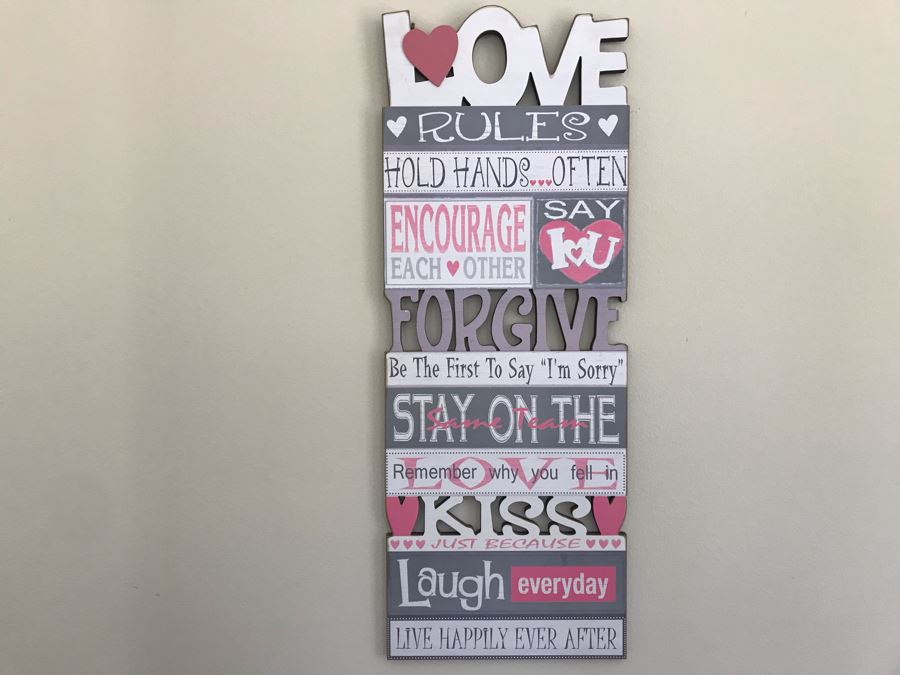 Wall Decor Sign: Love Rules 13.5W X 36H [Photo 2]