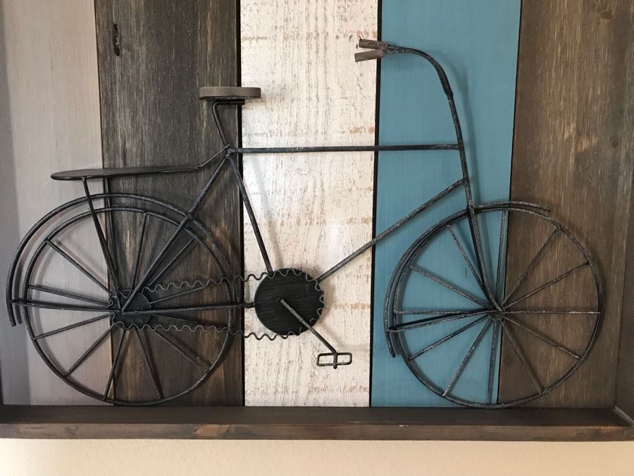 Wall Decor Wood And Metal Bicycle Bike Sculpture [Photo 2]