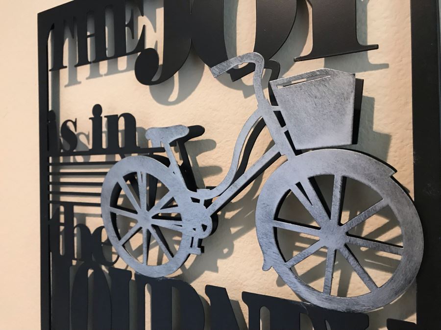 Wall Decor Metal Sign With Bicycle: The Joy Is In The Journey 15 X 15  [Photo 3]
