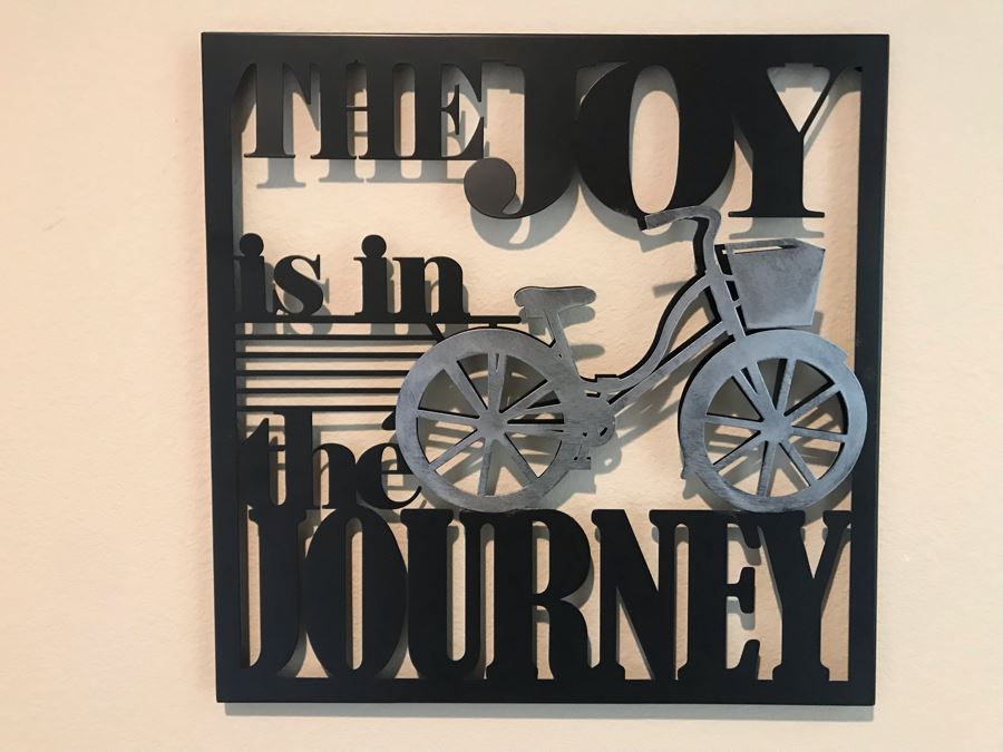 Wall Decor Metal Sign With Bicycle: The Joy Is In The Journey 15 X 15 