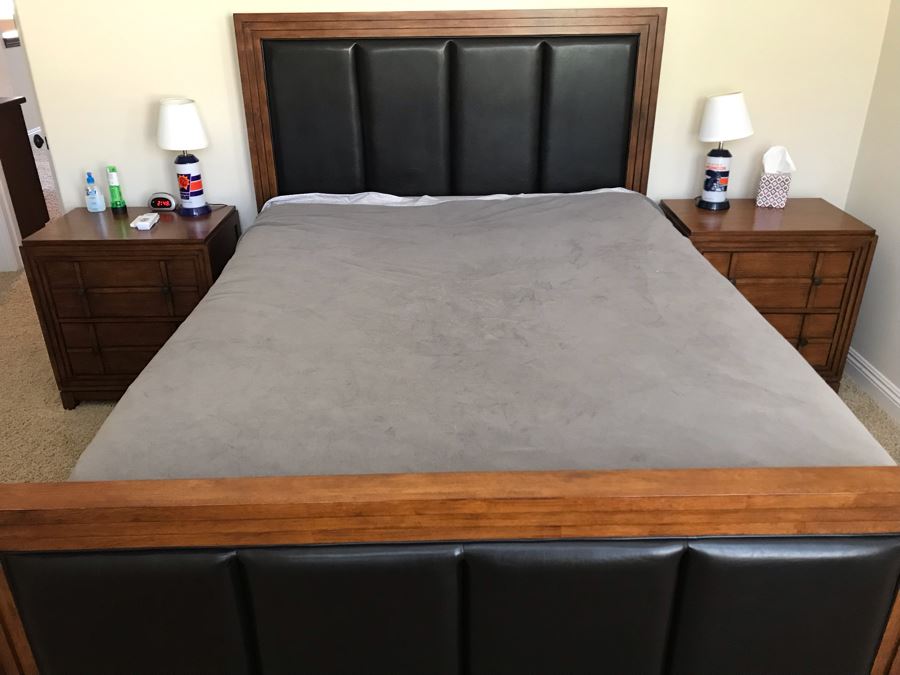 Bedroom Set Featuring: Highboy Dresser, Pair Of Nightstands And Queen Size Bed With Mattress [Photo 10]