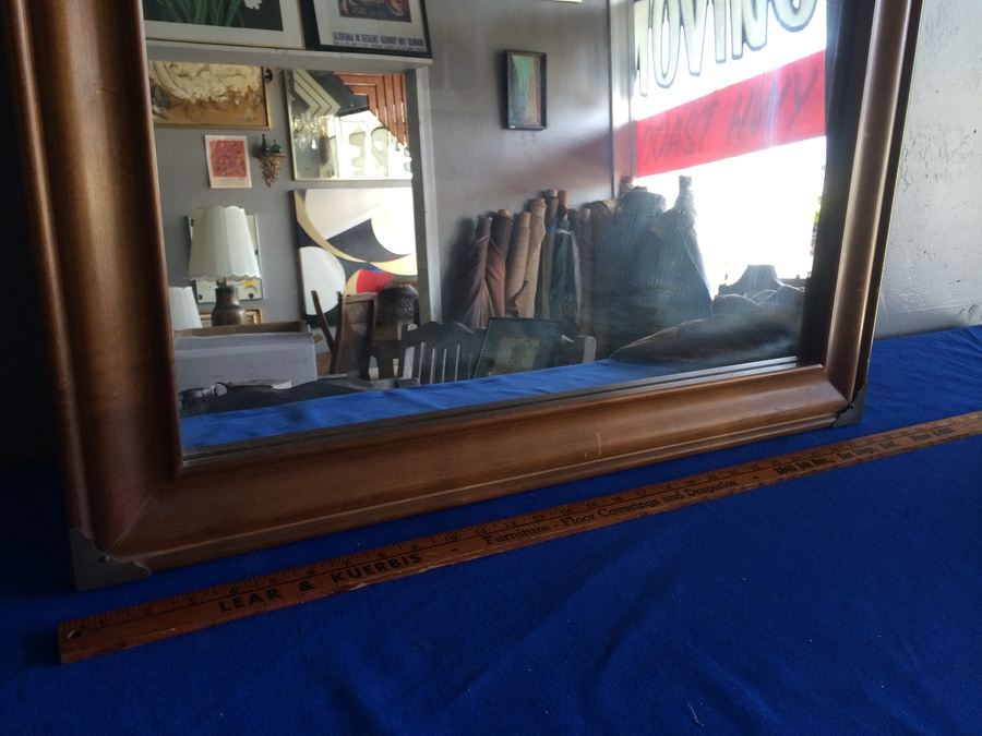 Wooden Framed Mirror With Brass Accents [Photo 3]