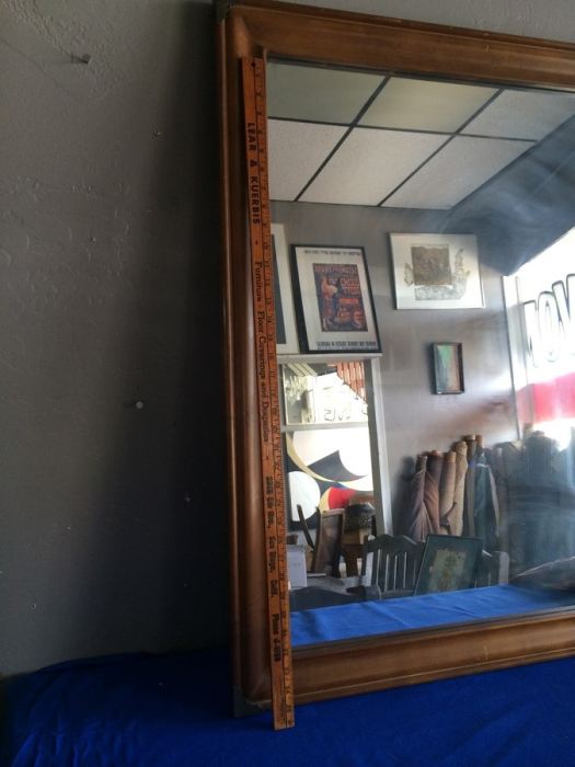 Wooden Framed Mirror With Brass Accents [Photo 4]