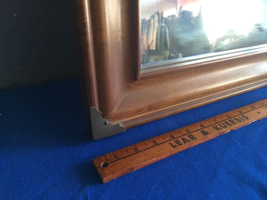 Wooden Framed Mirror With Brass Accents [Photo 2]