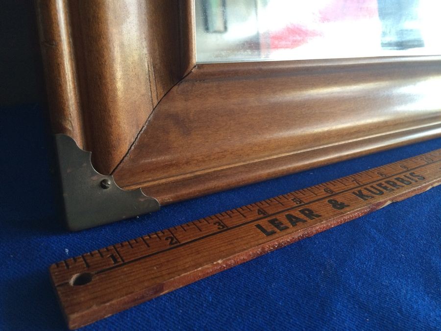 Wooden Framed Mirror With Brass Accents [Photo 2]