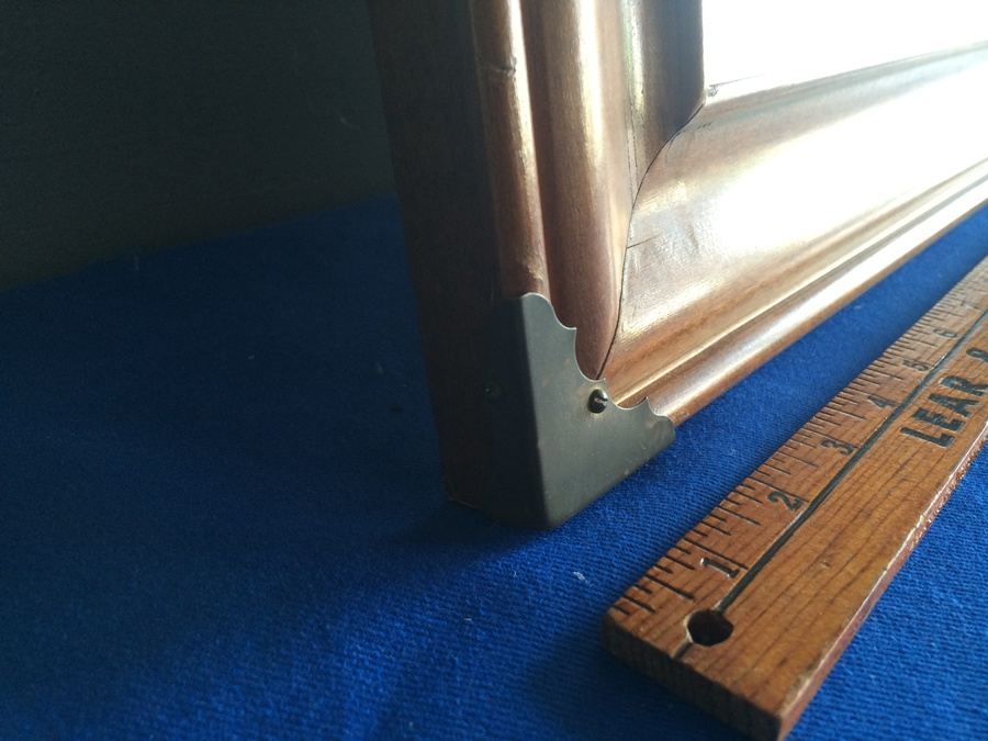 Wooden Framed Mirror With Brass Accents [Photo 3]