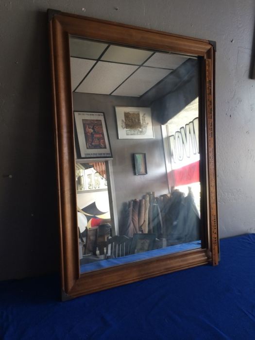 Wooden Framed Mirror With Brass Accents [Photo 4]
