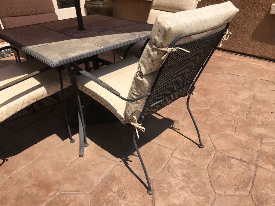 Outdoor Patio Dining Table With Four Chairs And Hampton Bay Umbrella [Photo 5]