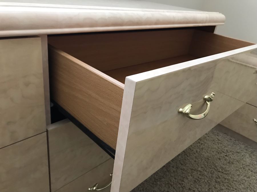 Italian Pressboard Bedroom Set: Queen Size Bed With Mattress And Boxspring, Pair Of Nightstands, 6-Drawer Dresser And Armoire (Not Pictured Yet) [Photo 8]