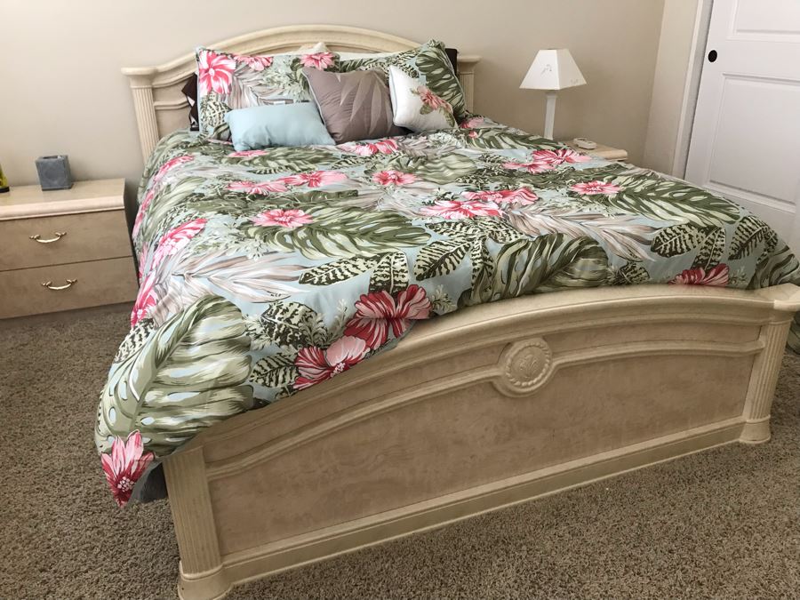 Italian Pressboard Bedroom Set: Queen Size Bed With Mattress And Boxspring, Pair Of Nightstands, 6-Drawer Dresser And Armoire (Not Pictured Yet) [Photo 6]