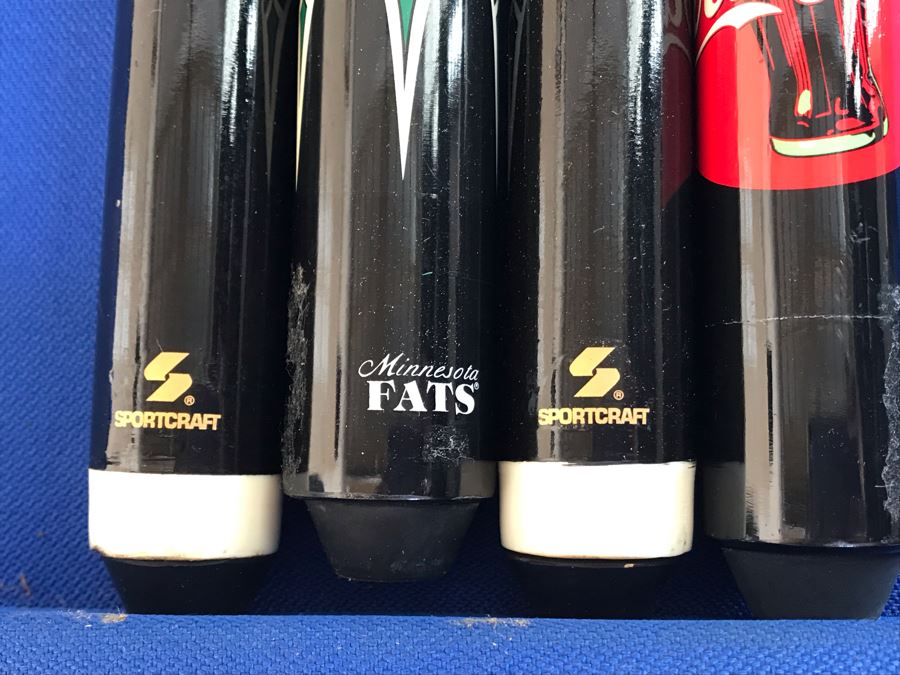 Sportcraft Pool Table Converts To Ping Pong Table With Four Pool Cues (Coca-Cola & Minnesota Fats), Pool Balls And Rack 47W X 84L X 32H [Photo 8]