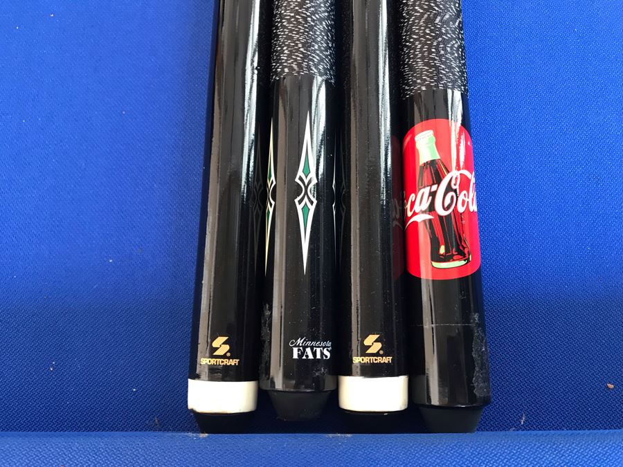 Sportcraft Pool Table Converts To Ping Pong Table With Four Pool Cues (Coca-Cola & Minnesota Fats), Pool Balls And Rack 47W X 84L X 32H [Photo 7]