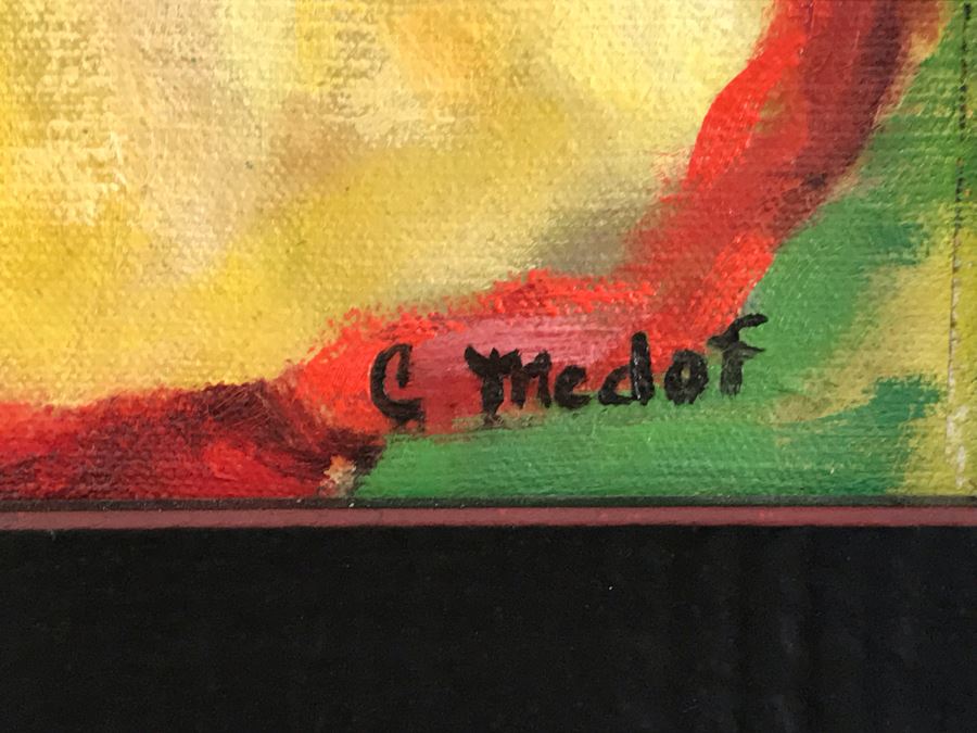 Original Mid-Century Clown Painting On Board By C Medof 17 X 20 [Photo 4]