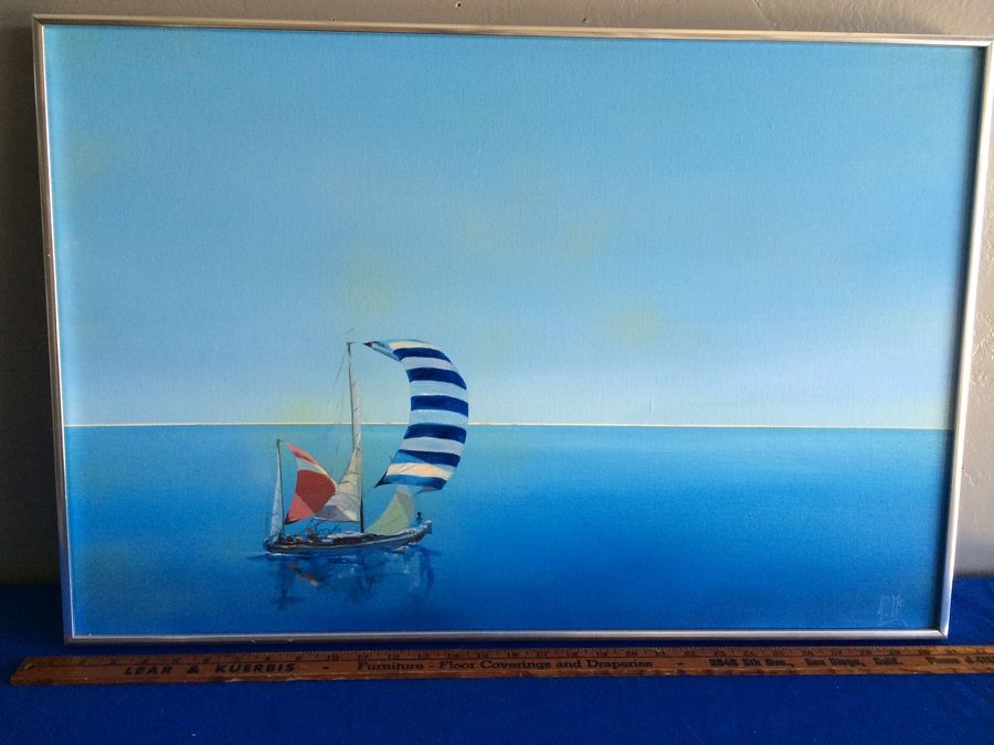 Original Artwork Sailboat on Canvas by Pat McCoury - Carlsbad, CA Artist