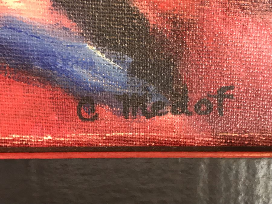 Original Mid-Century Clown Painting On Board By C Medof 17 X 20 [Photo 7]