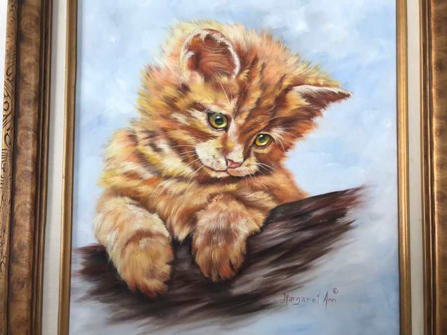 Original Kitten Cat Painting By Margaret Ann 21 X 25 [Photo 3]