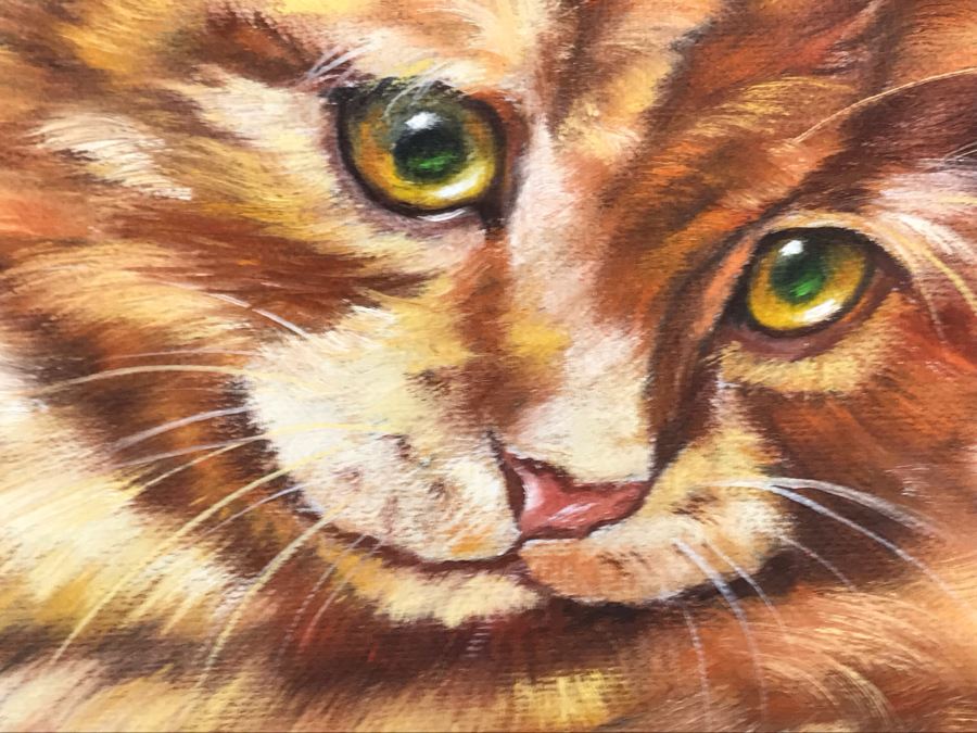 Original Kitten Cat Painting By Margaret Ann 21 X 25 [Photo 5]