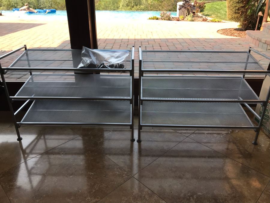 Metal Adjustable Shelving Racks With Additional Hardware (3 Total) Smaller: 26.5W X 12D X 19H, Larger: 26.5W X 12D X 38H [Photo 4]