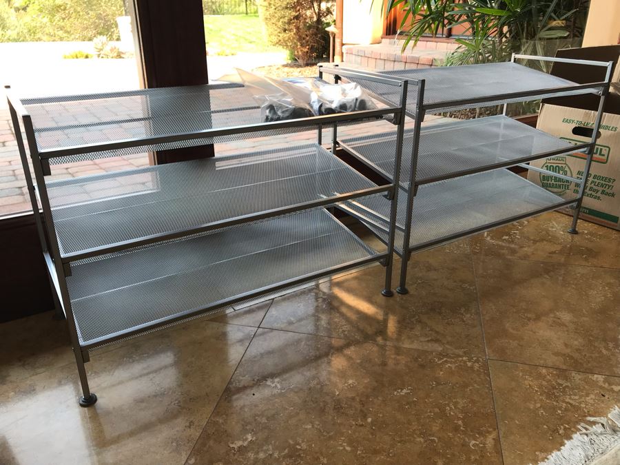 Metal Adjustable Shelving Racks With Additional Hardware (3 Total) Smaller: 26.5W X 12D X 19H, Larger: 26.5W X 12D X 38H [Photo 2]