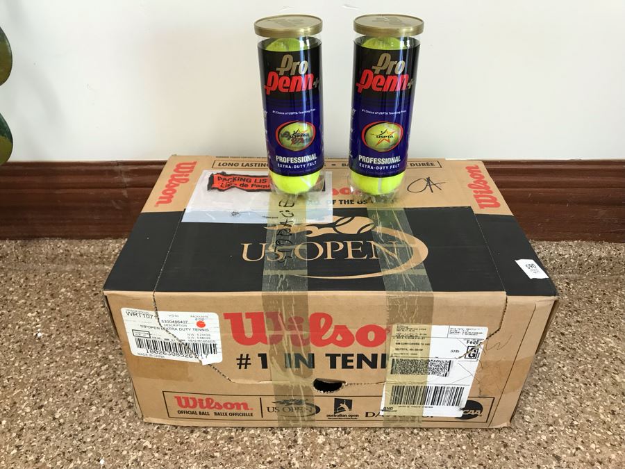 Wilson US Open Tennis Balls 24 Cans Plus 2 Cans Of Pro Penn Tennis Balls And Metal Ballhopper [Photo 3]