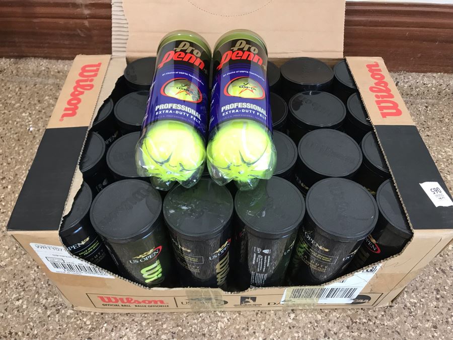 Wilson US Open Tennis Balls 24 Cans Plus 2 Cans Of Pro Penn Tennis Balls And Metal Ballhopper [Photo 4]