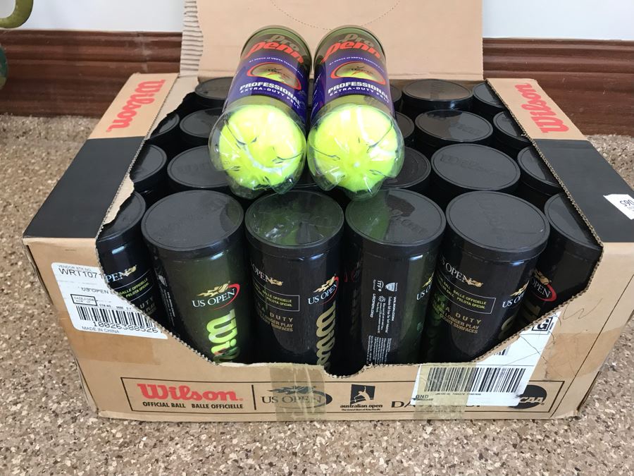 Wilson US Open Tennis Balls 24 Cans Plus 2 Cans Of Pro Penn Tennis Balls And Metal Ballhopper [Photo 2]