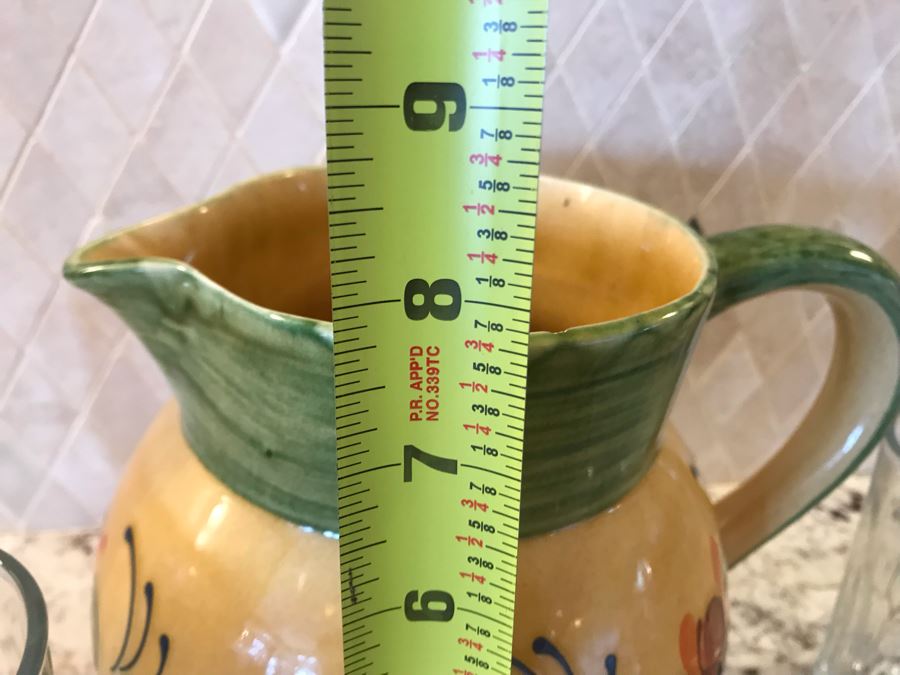 Handmade French Pitcher 8H And (12) Glasses  (Oranges Not Included) [Photo 10]