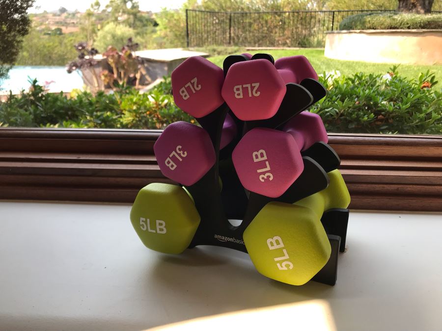 3-Tier Dumbbell Storage Rack Stand With Dumbbells Workout Weights [Photo 3]