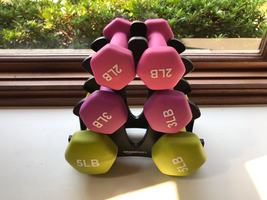 3-Tier Dumbbell Storage Rack Stand With Dumbbells Workout Weights [Photo 2]