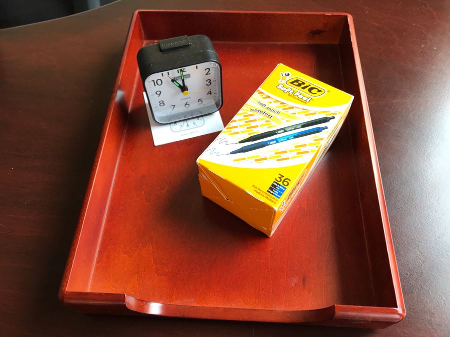 Ball Pens, Clock And Office Letter Tray [Photo 2]