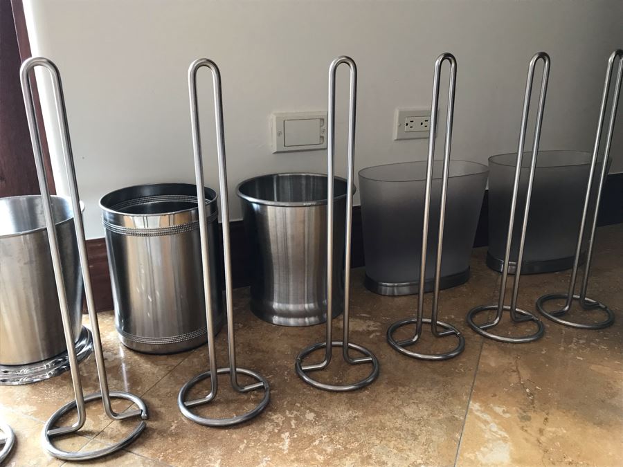 (7) Metal Toilet Paper Holders And (6) Wastebaskets [Photo 5]