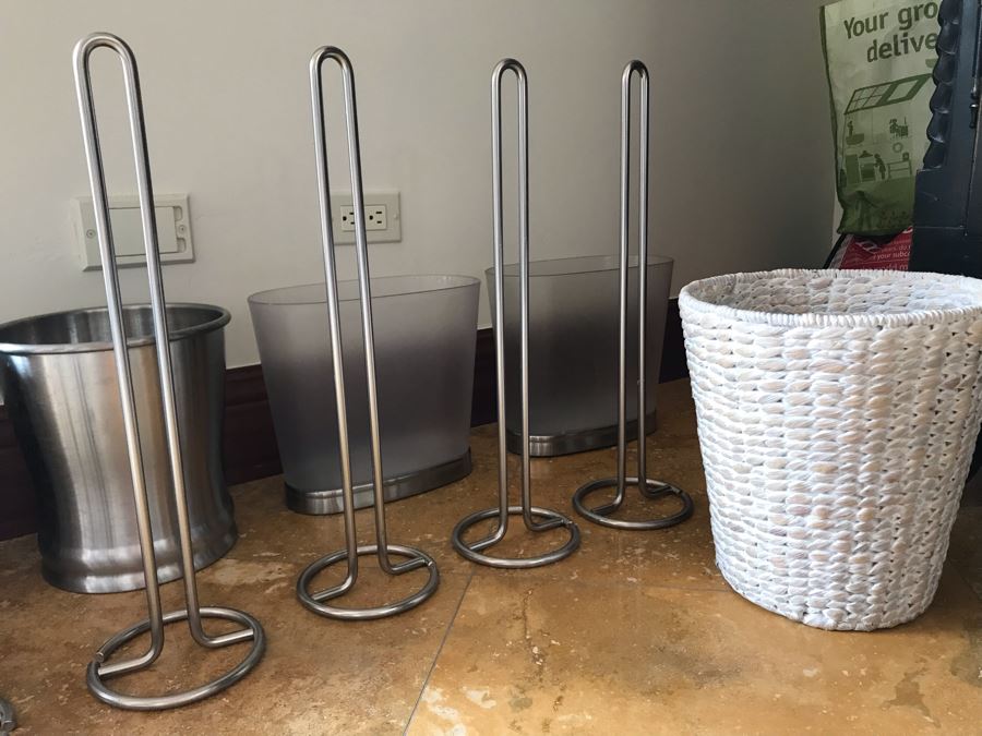 (7) Metal Toilet Paper Holders And (6) Wastebaskets [Photo 3]
